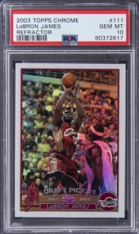 2003-04 Topps Chrome Refractor #111 LeBron James Rookie Card – PSA GEM MT 10